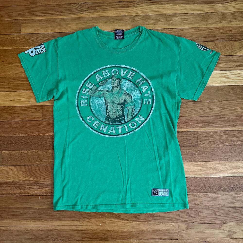 VTG 2011 WWE John Cena "Rise Above Hate" Cenation T-Shirt Green Size M